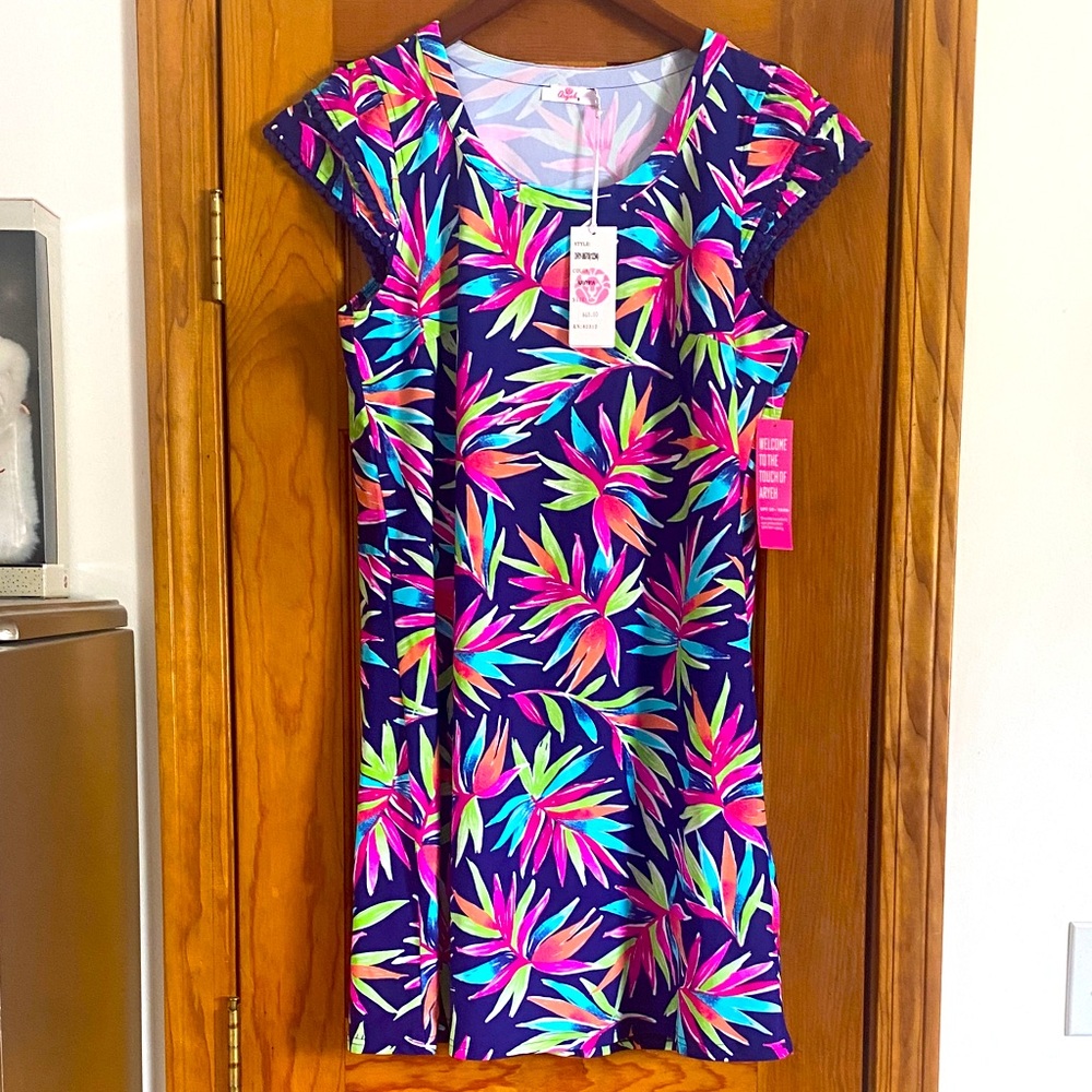 Aryeh Multicolor Tropical Leaf Dress Large
